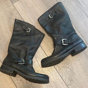 Guess Black Leather Buckle Boots